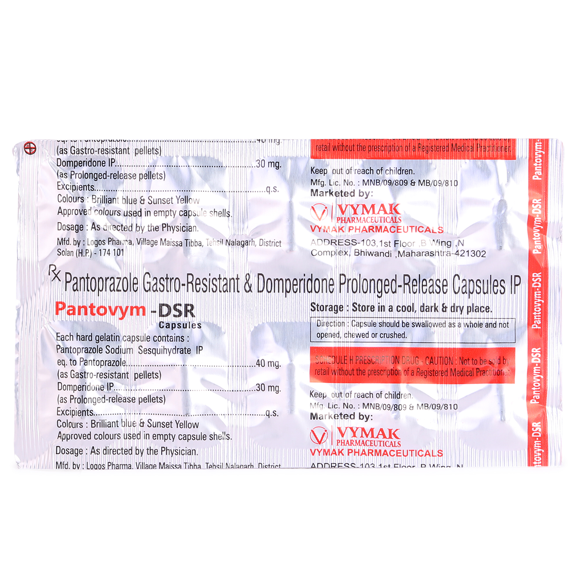Pantovym DSR (Pantoprazole 40mg & Domperidone 30mg SR)